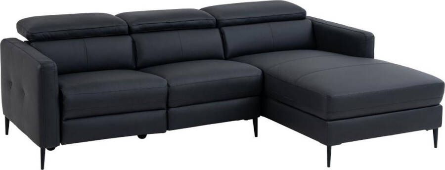 LINEA SOFA Elektrische relaxhoekbank met hoek rechts van zwart leer FUSETA L 237 cm x H 76 cm x D 172 cm