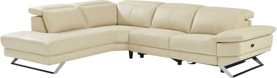 LINEA SOFA Elektrische relaxzitbank met hoek links van beige vaarsleer PUNO II L 299 cm x H 76 cm x D 239 cm - Foto 1