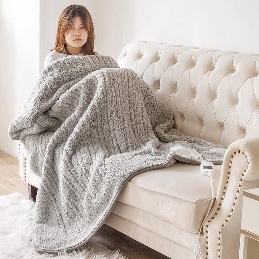 Elektrische Verwarmde Overdeken 160x130cm Zacht en Gezellig met Afneembare Controller en 9 Warmte-instellingen