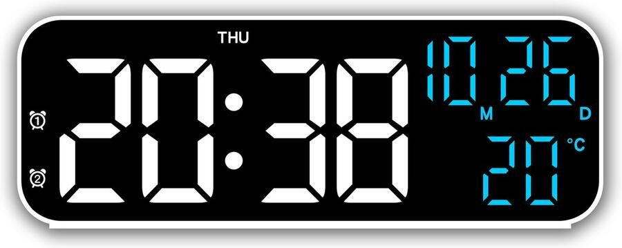 Elektronische klok eenvoudige wekker multifunctionele LED klok voor thuis-Blauwe lamp met witte behuizing