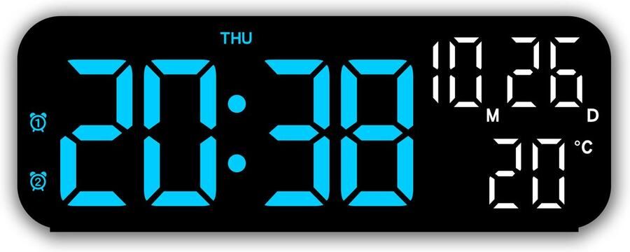 Elektronische klok eenvoudige wekker multifunctionele LED klok voor thuis-Blauwe lamp met zwarte behuizing