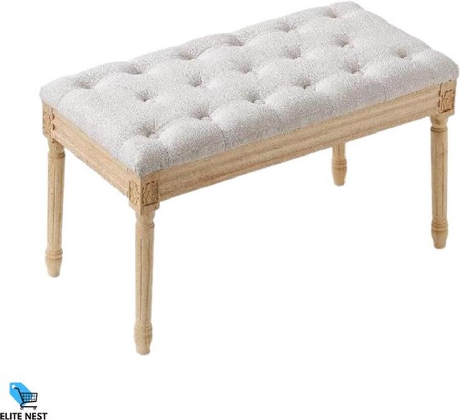 EliteNest Gestoffeerde Bank Ottomaanse Bedbank Schuim Kussen Rubberhouten Poten 80x40 cm Comfort & Duurzaamheid Ideaal Voor Slaap- en Woonkamer