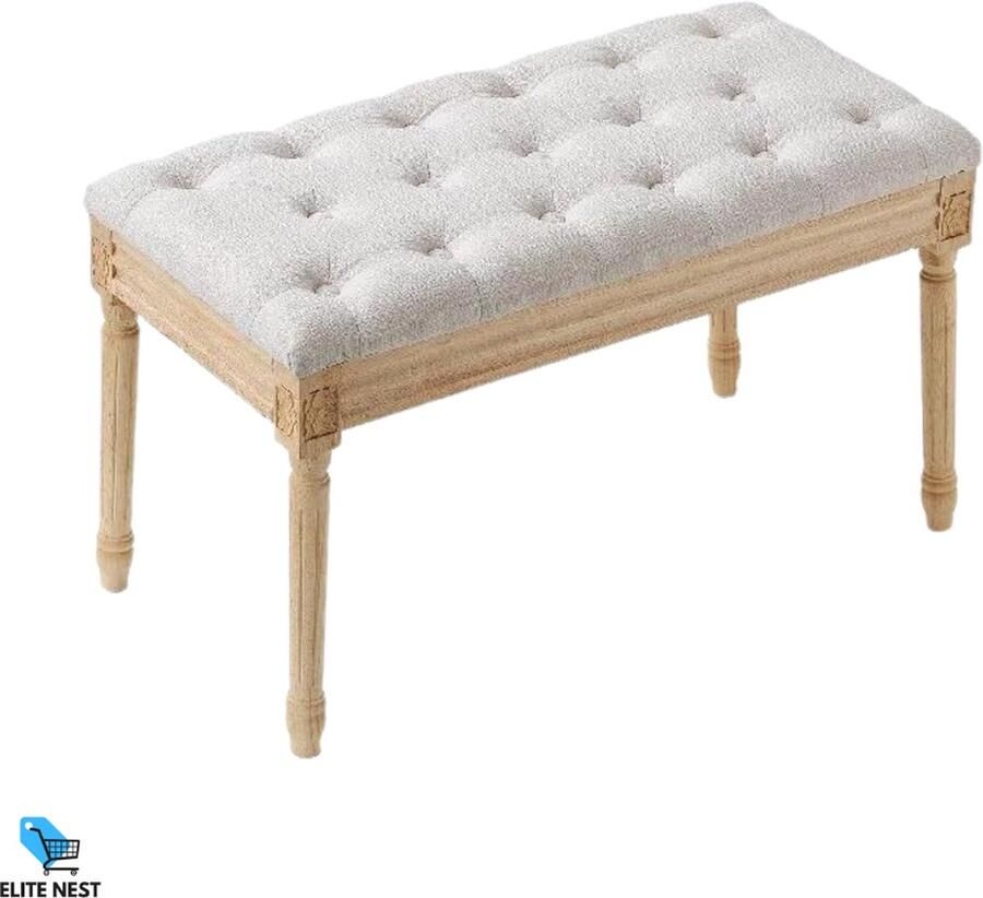 EliteNest Gestoffeerde Bank Ottomaanse Bedbank Schuim Kussen Rubberhouten Poten 80x40 cm Comfort & Duurzaamheid Ideaal Voor Slaap- en Woonkamer
