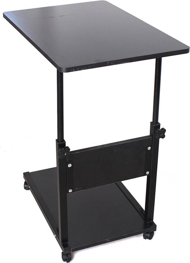EliteNest Laptoptafel Verstelbare Hoogte Mobiel Wielen Zwart Hoogtebereik 55-80cm Sterk Koolstofstaal Frame