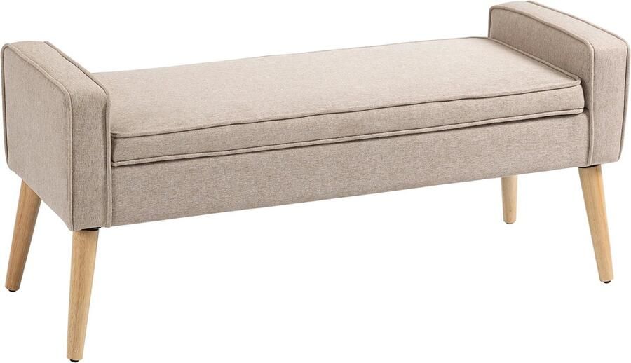 EliteNest Opbergbank 120x45x54 cm Flipdeksel Linnen Bekleding Opslagruimte Houten Poten Comfortabel & Stijlvol Meubelstuk
