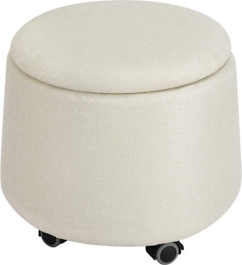 EliteNest Ottomaanse Opslag Poef Ronde Kruk Met Wielen Afneembaar Deksel Comfortabele Voetenbank 14L Opslagruimte 300kg Draagvermogen