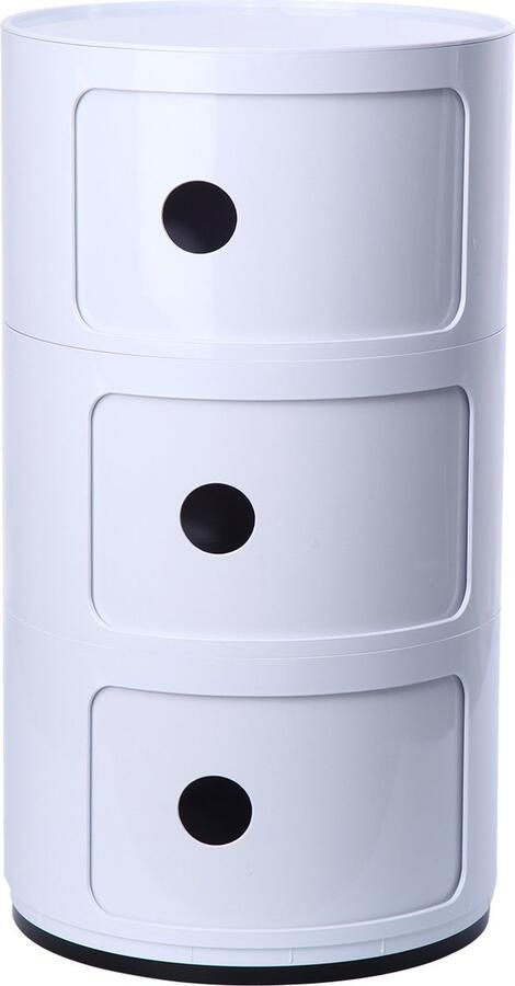 EliteNest Ronde Opbergkast 3 Lagen Klein Formaat Voor Een Opgeruimd Huis Woonkamer Bijzettafel Houdt Je Woonkamer Vrij van Rommel Wit 32 x 58 cm