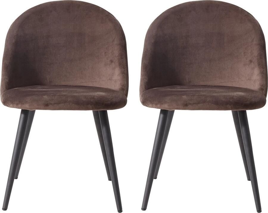 EliteNest Set van 2 Fluwelen Eetkamerstoelen Gestoffeerde Stoelen Vintage Nordic Design Ergonomische Rugleuning 150kg Draagkracht