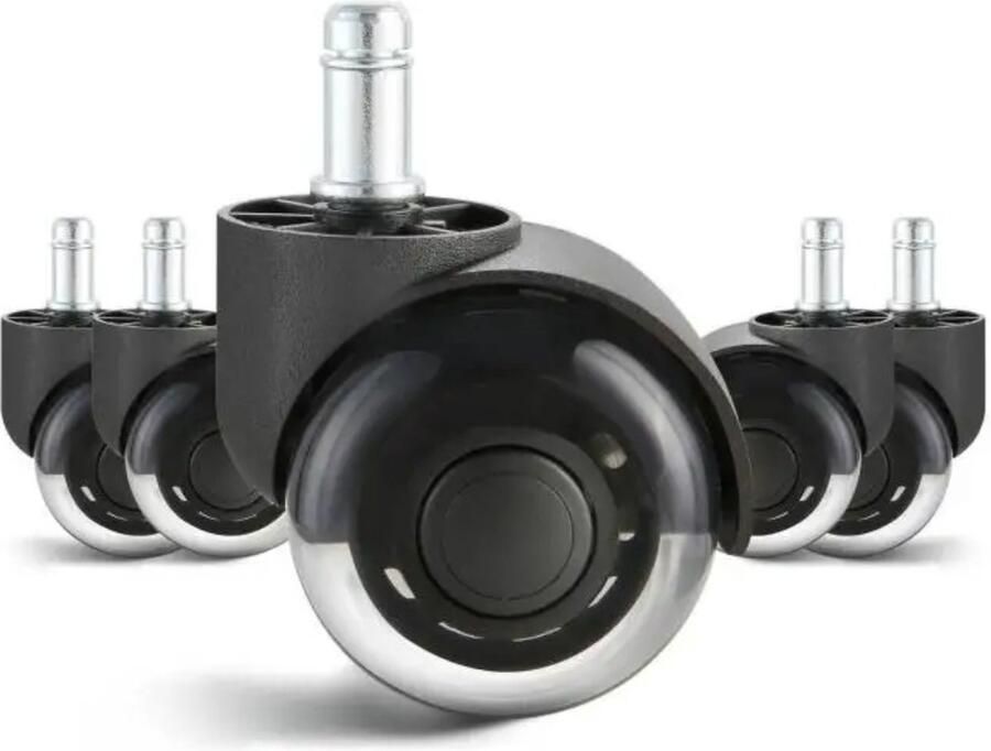 EliteNest Set van 5 Bureaustoel Wielen Universele Zwenkwielen Geschikt voor Harde Vloeren & Tapijt Stil & Krasvrij 360° Draaibaar