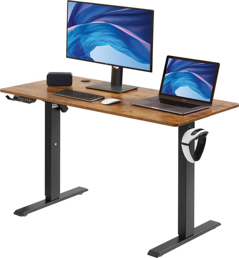 EliteNest Zit Sta Bureau Elektrisch In Hoogte Verstelbaar Geheugenstanden Digitaal Display Anti-Botsing & Kinderslot Kabelbeheer Modern & Duurzaam Design 120 cm x 60 cm