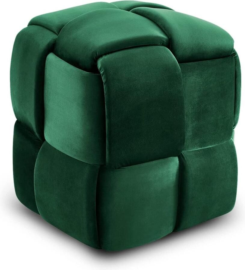 EliteNestÂ Fluwelen Poef Moderne Seat Voetenbankje Vierkante Kruk Luxe Fluwelen Stoffering 43x43x46 cm Max Gewicht 140 kg Antislip Voetjes