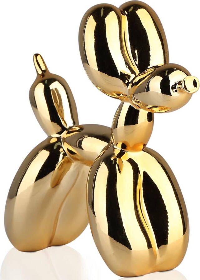 Elysium Ballon Hond Beeld Verzamelbeeldjes Kunst Sculptuur Dieren Beeldje Cadeau Decoratie Sculpture Balloon Dog Ballon Hond Woonkamer Tafel Home Decor Modern 25(L)*25(H)*10(B) cm Goud