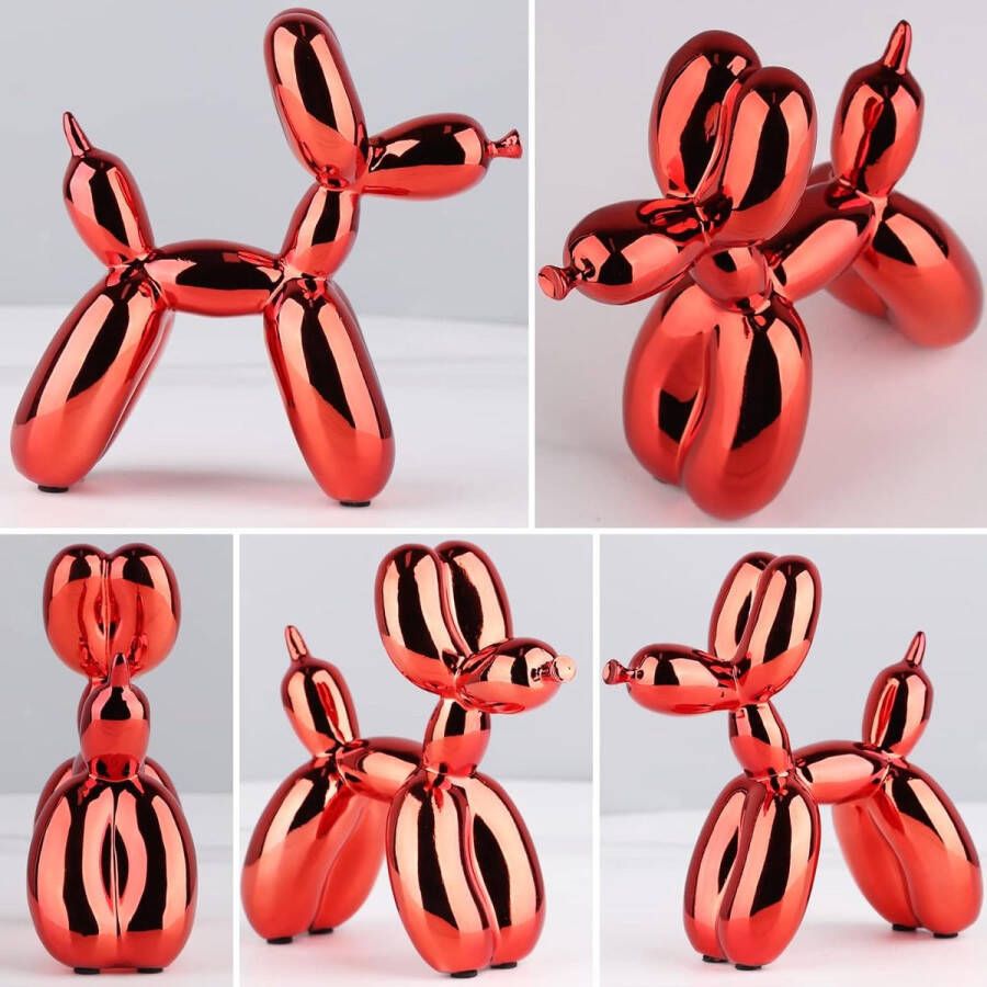 Elysium Ballon Hond Beeld Verzamelbeeldjes Kunst Sculptuur Dieren Beeldje Cadeau Decoratie Sculpture Balloon Dog Ballon Hond Woonkamer Tafel Home Decor Modern 30(L)*30(H)*12(B) cm Rood
