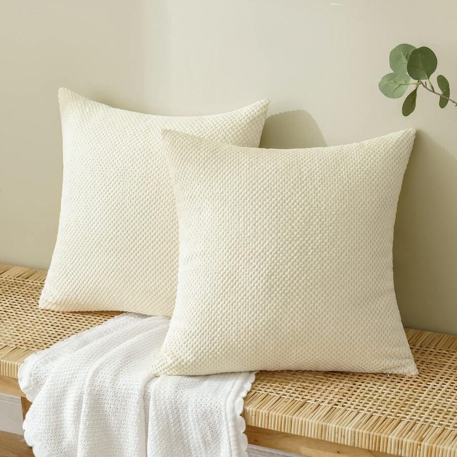 EMEMA corduroy kussenhoes decoratief granulaat bankkussen sierkussen kussenhoes bankkussen sierkussenhoes decoratief kussen voor bank woonkamer set van 2 50 x 50 cm beige