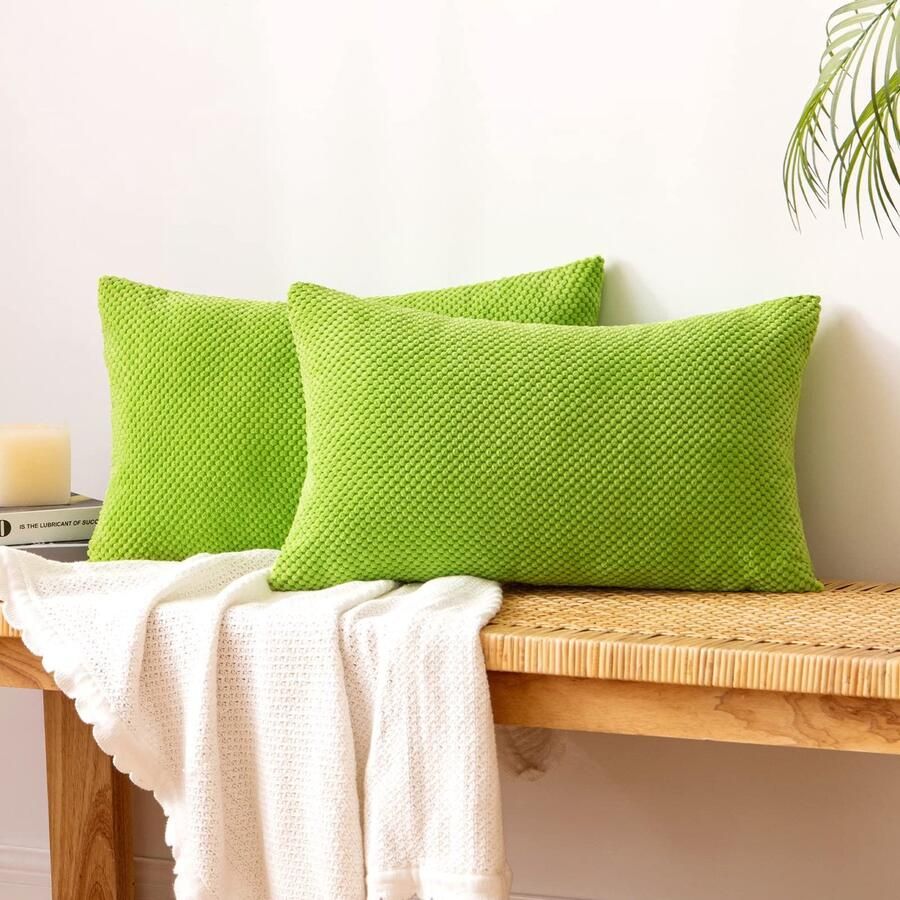 EMEMA corduroy kussenhoes decoratief granulaat bankkussen sierkussen kussenhoezen kussenhoes bankkussen sierkussenhoes decoratief kussen voor bank woonkamer set van 2 30x50 cm fruitgroen
