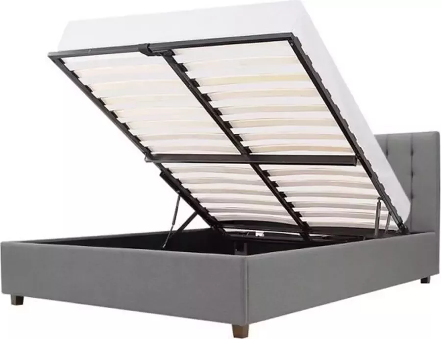 Emily volwassen bed 180x200cm + opbergkist donkergrijze imitatie stof doosveer inbegrepen
