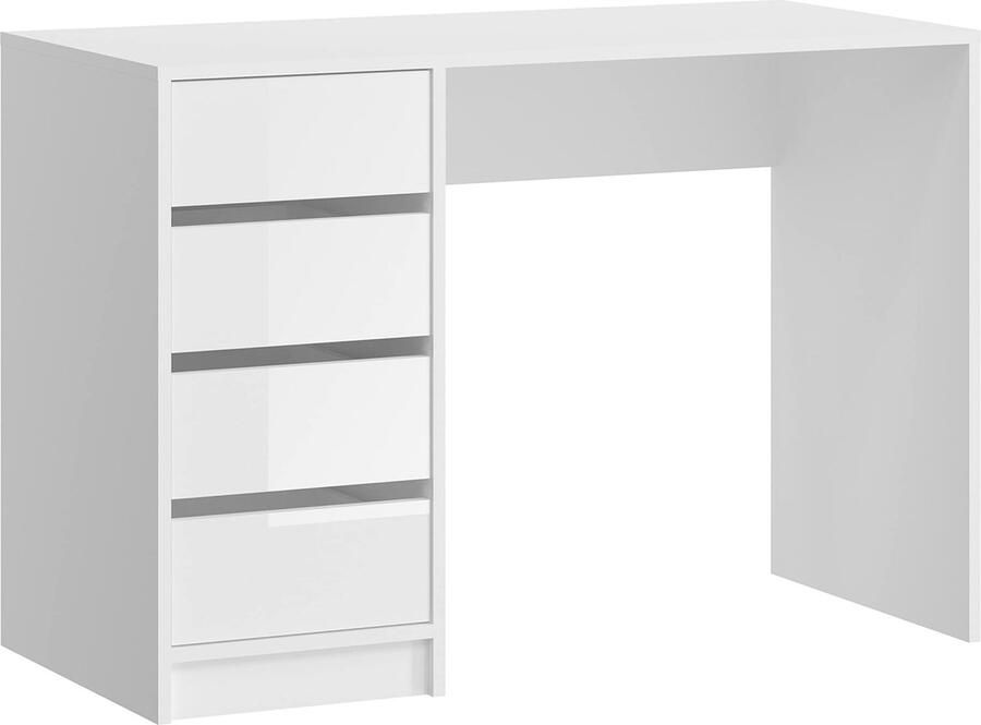 Rootz Living Rootz Emma Kaptafel Bureau Cosmetische Tafel Witte Vanity 110cm x 75cm x 48cm 4 Laden Tijdloos Design Duurzaam FSC-gecertificeerd hout