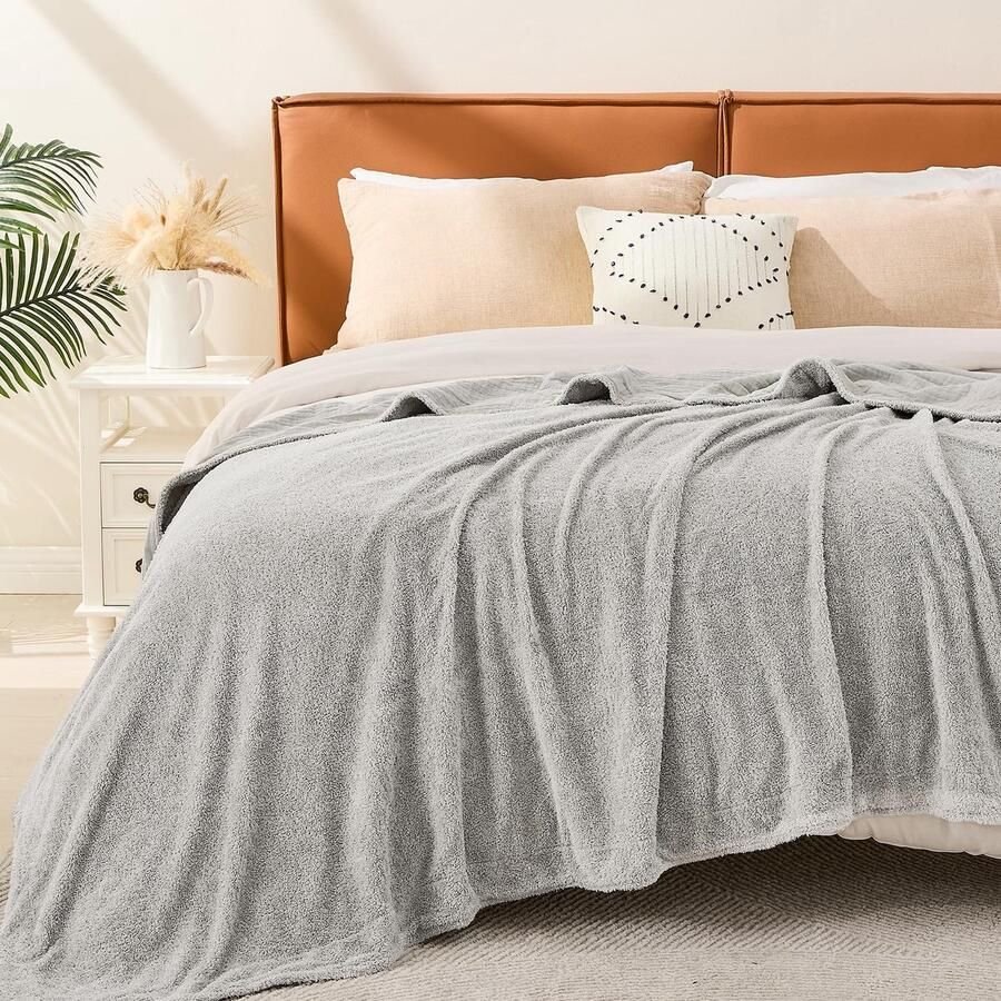 EMME Geweven Muslin Deken Katoen & Fleece Bankdeken Bedsprei 200x230 Zachte Deken voor Bank Zachte Lichtgewicht Ademende Deken Grijs