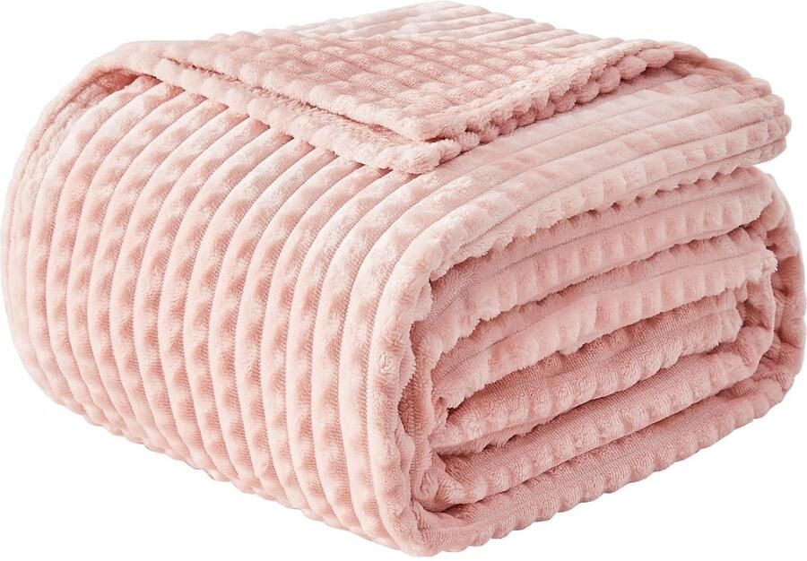 EMME Knuffeldeken Fluffy 3D Touch Experience 200x230cm Fleecedeken Bedsprei Zachte Warme Wollen Deken voor de Bank Deken voor de Woonkamer Lichtroze