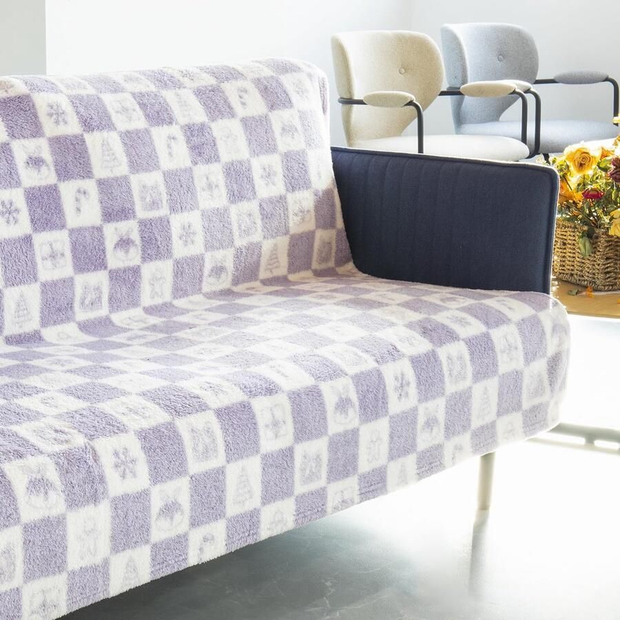 EMME Knuffeldeken Fluffy Sherpa Cadeaudeken 200 x 230 cm Zachte warme wollen deken & fleecedeken sprei plaid deken voor bank lavendel