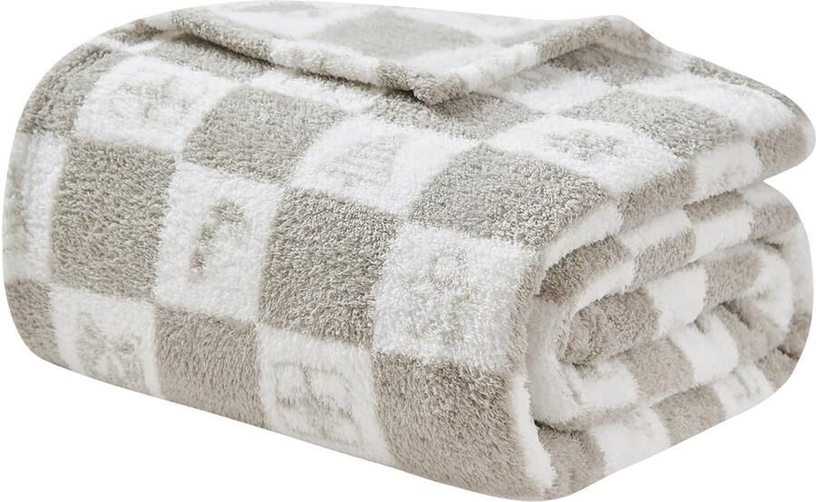 EMME Knuffeldeken Fluffy Sherpa Cadeaudeken 200 x 230 cm Zachte warme wollen deken & fleecedeken sprei plaid deken voor bank grijs
