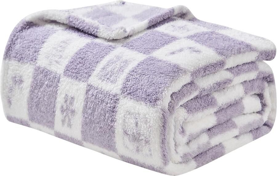 EMME Knuffeldeken Fluffy Sherpa Cadeaudeken Zachte warme wollen deken & fleecedeken sprei plaid deken voor bank lavendel 130 x 150 cm