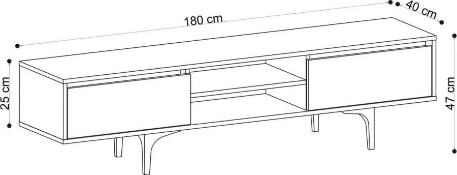 Emob- TV Meubel Modern Eiken TV-meubel Melamine coating Veel opbergruimte breed 150cm Bruin