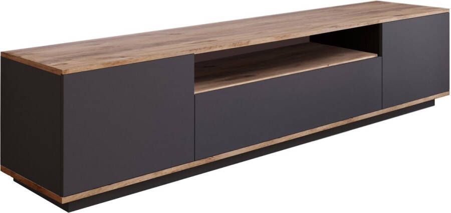 TV Meubel Stijlvol Antraciet & Eiken Design Ruime 180x44 6x44 5cm Afmetingen Duurzaam Melamine Materiaal - Foto 2