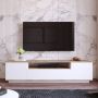 Perfecthomeshop TV meubel wit met hout eiken & wit 180x44 6x44 5cm tv meubel hout tv meubel wit - Thumbnail 2