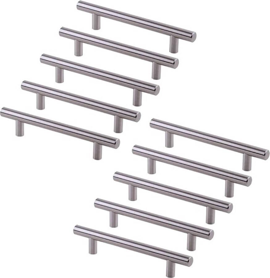 Emuca Set van 10 meubelgrepen Ø12mm 320mm gatencentra satijnnikkelstaal