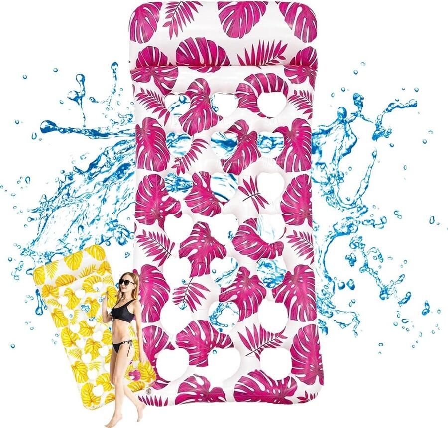 Opblaasbare waterhangmat inklapbaar luchtmatras voor zwembad met luchtpomp voor strandfeest zomercarnaval waterhangmat