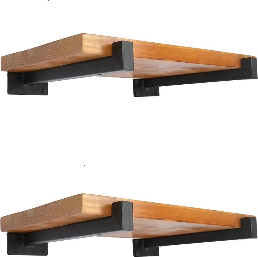 Industriële Zwarte Drijvende Shlef Beugels Retro Wandmontage Vierkante Plank Ondersteunt 4 Pack