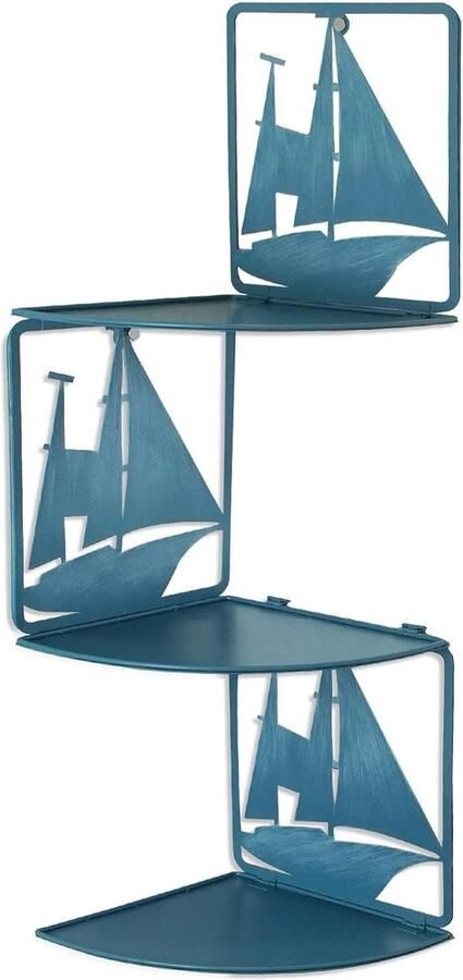 Hoekplank Wandmontage 3-laags Zwevende Wandplanken Hoekopbergplanken Plantenwandplank Blauw Metaal Slaapkamers Badkamers Keuken Woonkamer Kantoren corner shelf wall