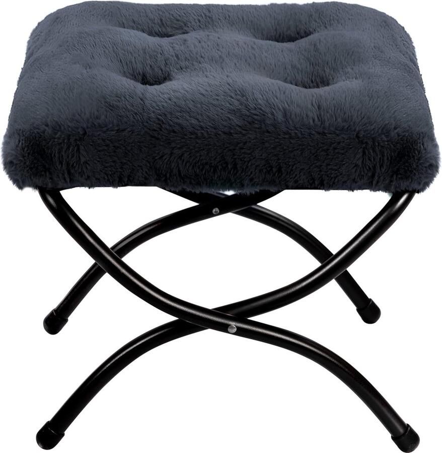 Voetenbankje Of Poef Voor Bij Bureau Voetensteun Ook Te Gebruiken Als Voetenkussen Pluche Donker Grijs