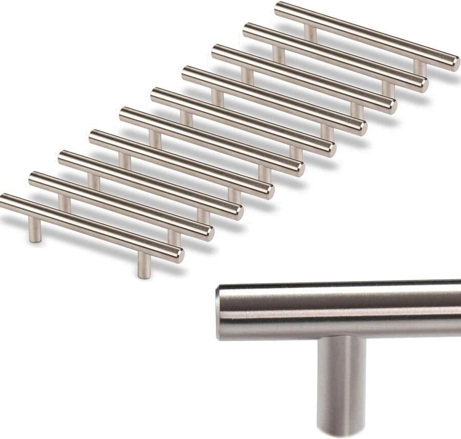 Meubelgreep Boorgatafstand 96 mm Geborsteld RVS Set van 10 Stanghandgreep Kastgreep