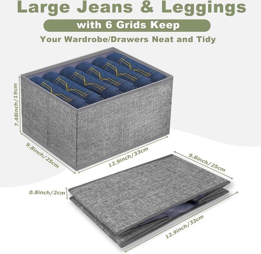 Jeans Compartiment Opvouwbare Kledingkast Opbergdozen voor Opbergkasten Extra Grote Stijve PE-Plaat Stoffen voor T-Shirt Broeken Trui (3 Pcs 33 * 25 * 19cm)