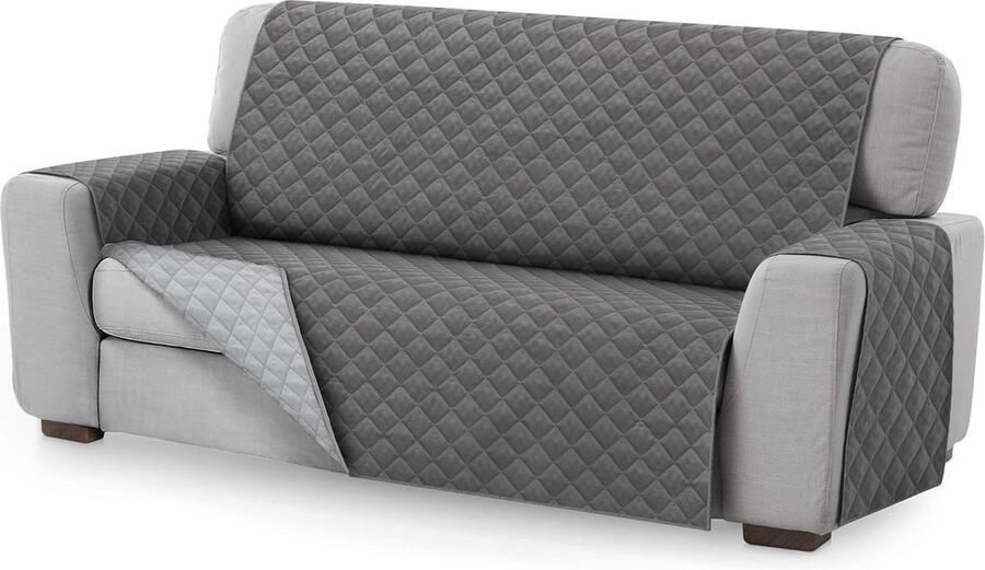 Gewatteerde beschermende bankhoezen MALU 3 plaatsen voor kinderen en huisdieren Omkeerbare hoes Grijs