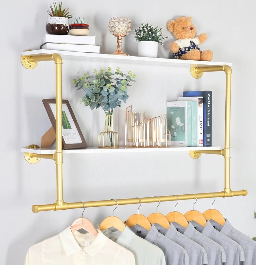 Multis Kledingrek Zwevende Wandplank Boekenplank 116x19 2x67 5cm