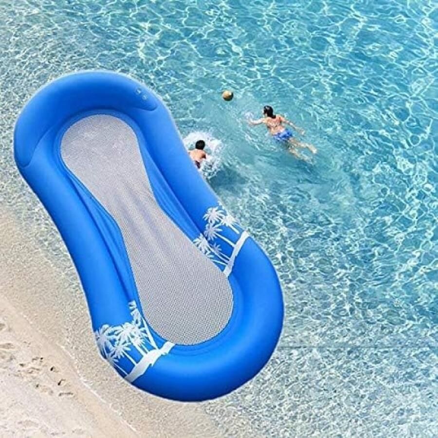 Opblaasbare waterhangmat met net 170 x 80 cm luchtmatras waterhangmat zwembadligstoel