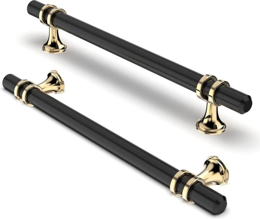 10 stuks meubelgrepen 160 mm boorgatafstand meubelgrepen kastgrepen keuken kastgreep gebruikt voor deurgreep van badkamerdeur kledingkast goud + zwart