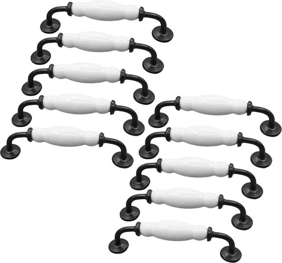 Kastgrepen booggreep deurknoppen vintage keramiek 10x meubelgreep zinklegering porselein set wit pech 128mm