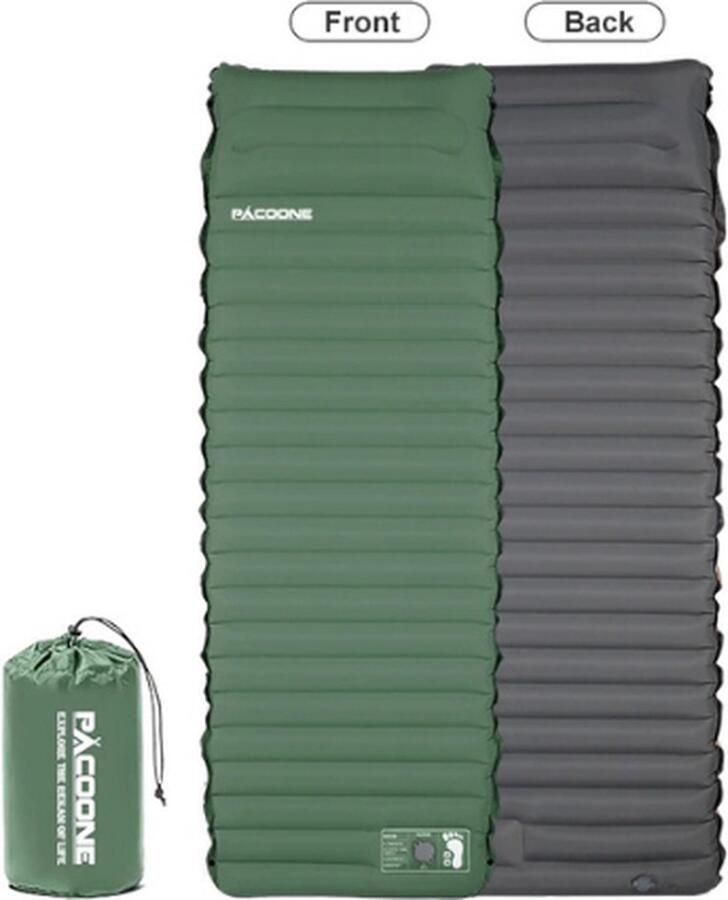Zelf opblazend Luchtmatras Ultralight Luchtbed Ingebouwd kussen Groen Backpacken Camping Vissen Reizen Outdoor Ingebouwde pomp Hoogte Matras 10cm Hoogte kussen 16cm 195cm × 70cm Opslag: 29 × 15cm 1KG
