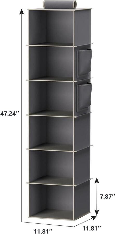 YOUDENOVA Kledingkast om op te hangen opvouwbaar 6 niveaus opslag van hangende kasten kledingorganizer met versterking aan de binnenkant schoenenopslag grijs - Foto 2