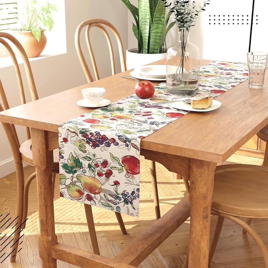 Encasa Boho Jacquard tafelloper vintage stijl 1 stuk katoen 32 x 200 cm