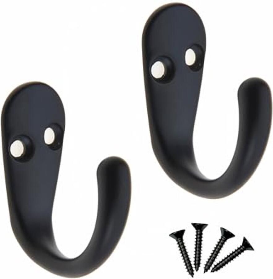 Enkele Badjas Kapstok Haken Set van 2 Matzwart Voor Deur en Muur Montage