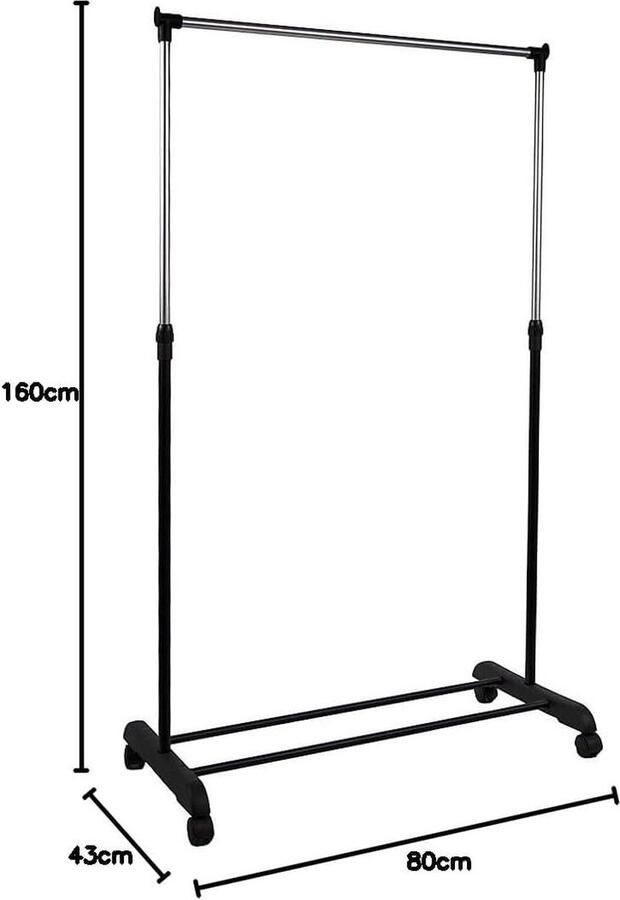 Enkele kledingstang verstelbaar metaal zilverkleurig 160 x 42 x 81 cm Kledingrek voor in de slaapkamer kledingrek