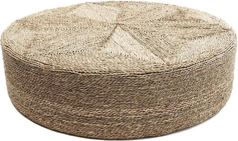 Rootz Living Rootz Enorme Poef Grote Poef Zeegras Voetenbank Extra Zitplaatsen 100cm x 100cm x 25cm