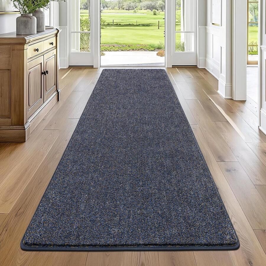 Enyhom 80x200cm tapijtloper wasbaar loper gang antislip wasmachine gang tapijt keuken loper voor entree slaapkamer gang blauw & grijs