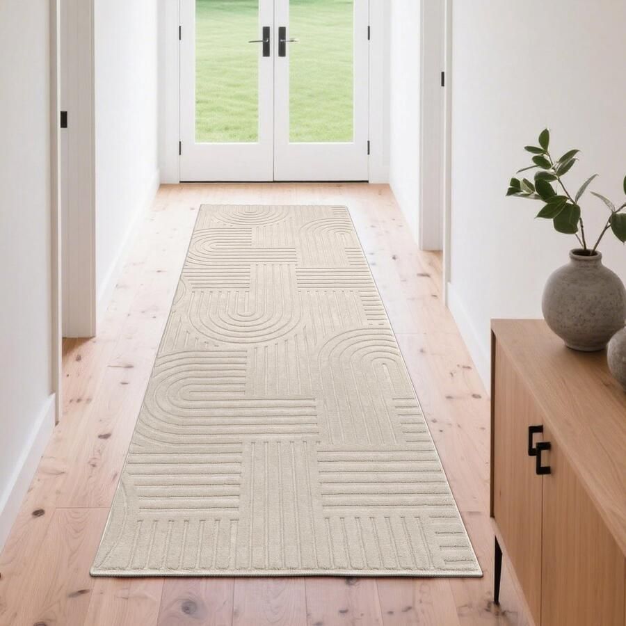 Enyhom Runner Hal Beige Keukenloper Antislip 80x240cm Wasbare Tapijtloper Modern Halttapijt voor Entree Slaapkamer Woonkamer