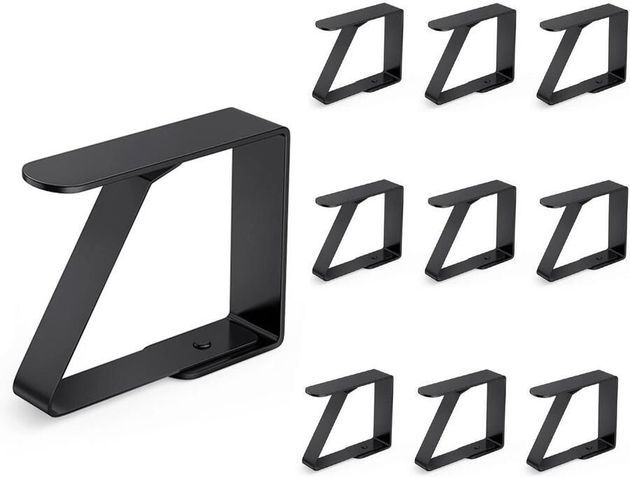 Ibenzoa Tafelkleedklemmen Set van 10 Stuks voor Binnen en Buiten Gebruik Roestvrij Staal Zwart